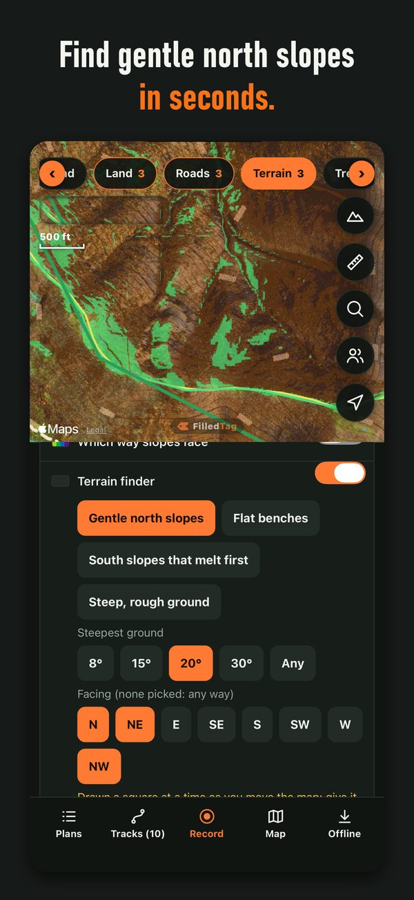FilledTag app search for hunting areas